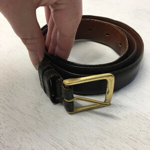 Coach Men’s Belt 36 Mocha Dark Brown 5800 Leather Brass Buckle 33-37” Hole Range